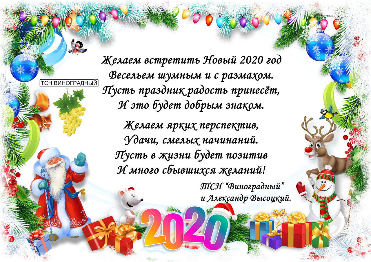 Поздравляем с Новым 2020 годом!!! ТСН Виноградный Анапа